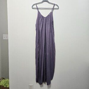 Womens Harem Slouchy Hippie Wide Leg Romper Jumper Sz M Purple Sleeveless Boho